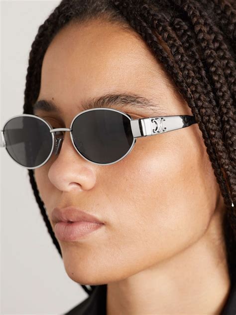 celine arc de triomphe sunglasses|Triomphe 01 oval sunglasses in silver .